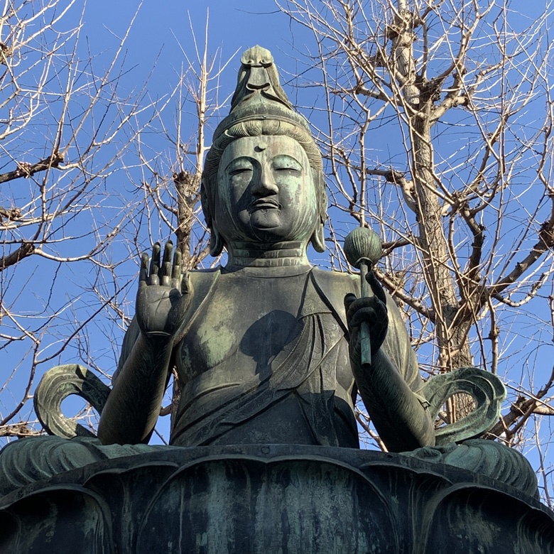 A Buddhist statue from Senso-Ji Temple in Tokyo, Japan, was Photographed by Rebecca Newnham.