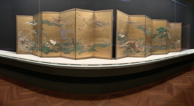 A set of panelled room dividers with Japanese motifs in the Tokyo National Museum in Japan. Photographed by Rebecca Newnham.