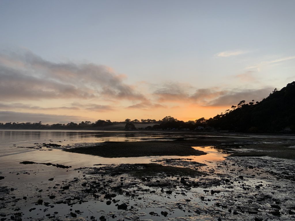 New Zealand sunset at low tide